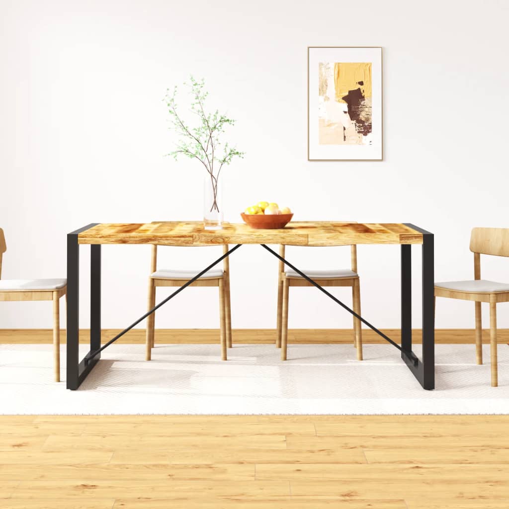 Mesa de comedor de madera maciza de mango rugosa HKH