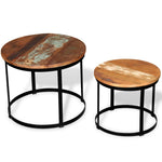 HKH Conjunto de 2 Conjunto Mesa Centro Redonda em Madeira Reciclada 40cm/50cm