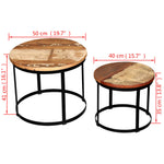 HKH Conjunto de 2 Conjunto Mesa Centro Redonda em Madeira Reciclada 40cm/50cm