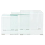HKH Conjunto de 3 Mesas de Encastrar Transparente em Vidro Temperado