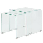 HKH Conjunto de 2 Conjunto Mesas de Encastrar Temperado Transparente em Vidro