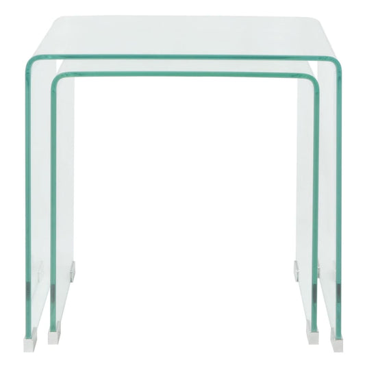 HKH Conjunto de 2 Conjunto Mesas de Encastrar Temperado Transparente em Vidro