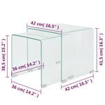 HKH Conjunto de 2 Conjunto Mesas de Encastrar Temperado Transparente em Vidro