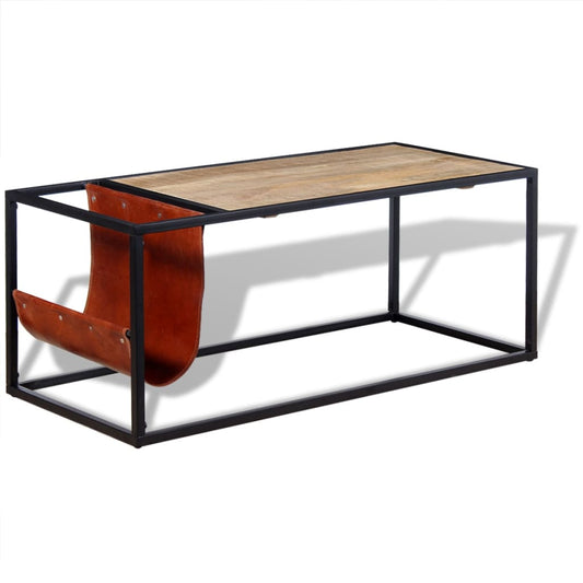 HKH Mesa de centro con revistero Piel auténtica