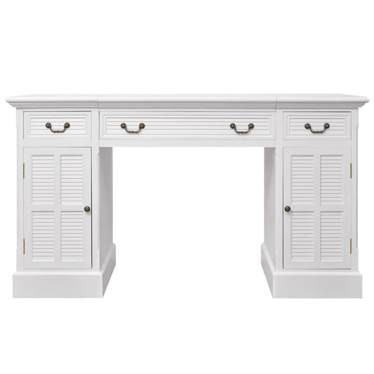 HKH Secretária de Base Dupla Estilo Pedestal - Branco