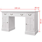 HKH Secretária de Base Dupla Estilo Pedestal - Branco