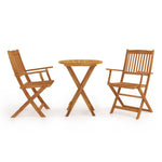 HKH Conjunto Bistro para Jardim Dobrável 3 Pcs Madeira de Acácia - Marrom
