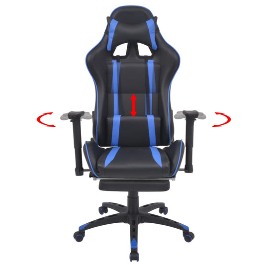 HKH Cadeira Escritório Reclinável Estilo Corrida com Apoio Pés - Azul