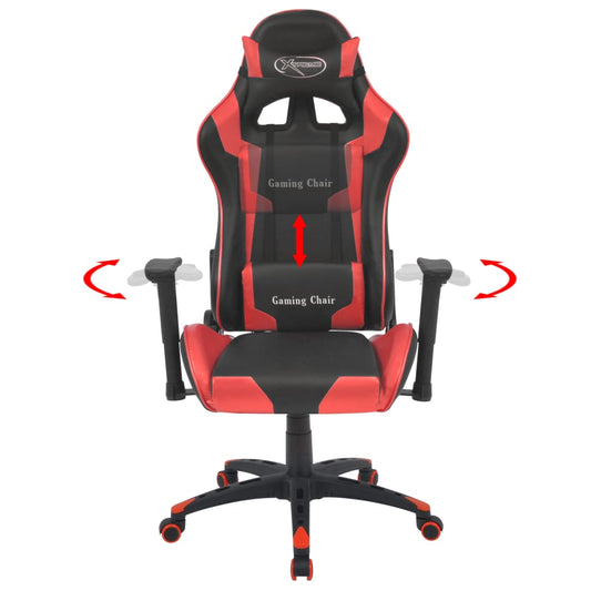 HKH Cadeira Escritório reclin. Estilo Corrida pele Artificial - Vermelho