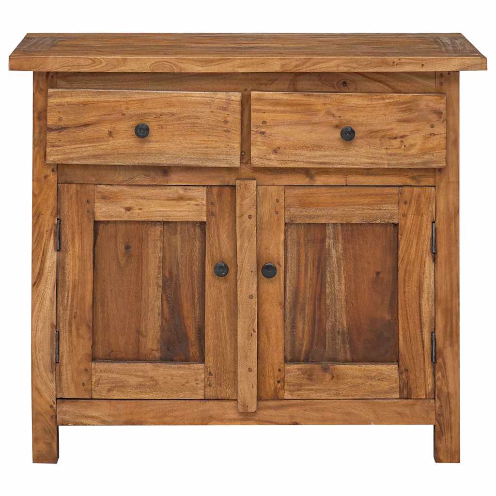 HKH Aparador Rústico em Madeira de Mogno Maciça, Latão com 2 Portas e 2 Gavetas 75 X 30 X 65 Cm