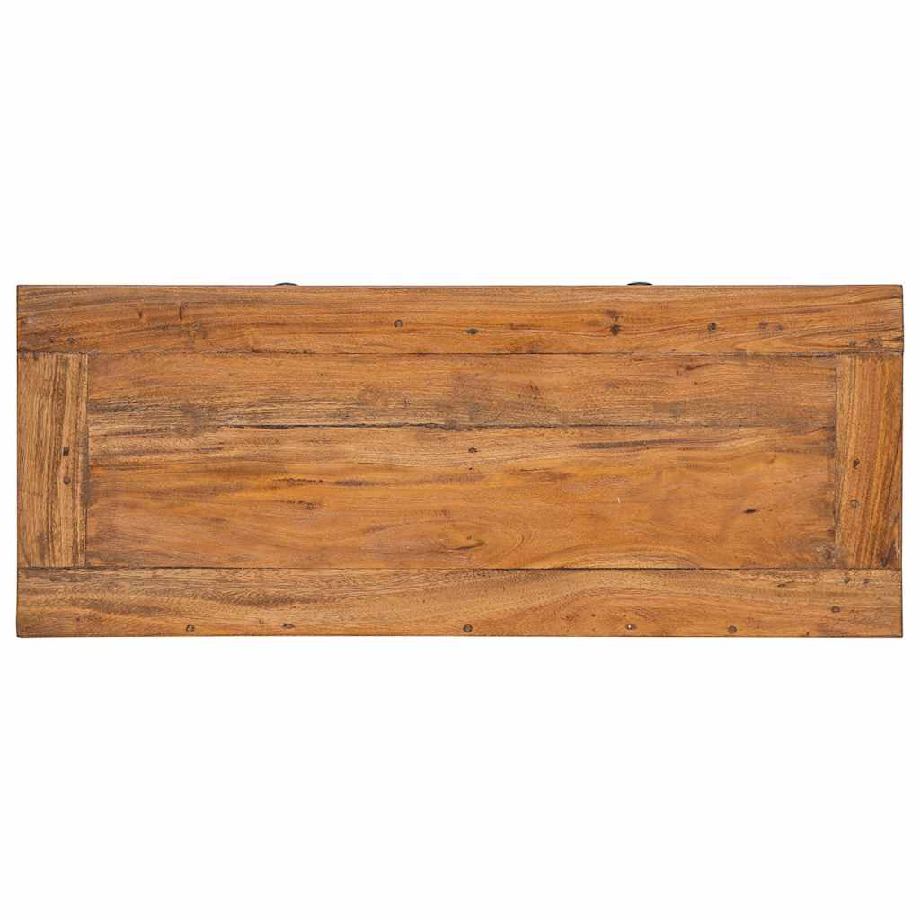 HKH Aparador Rústico em Madeira de Mogno Maciça, Latão com 2 Portas e 2 Gavetas 75 X 30 X 65 Cm