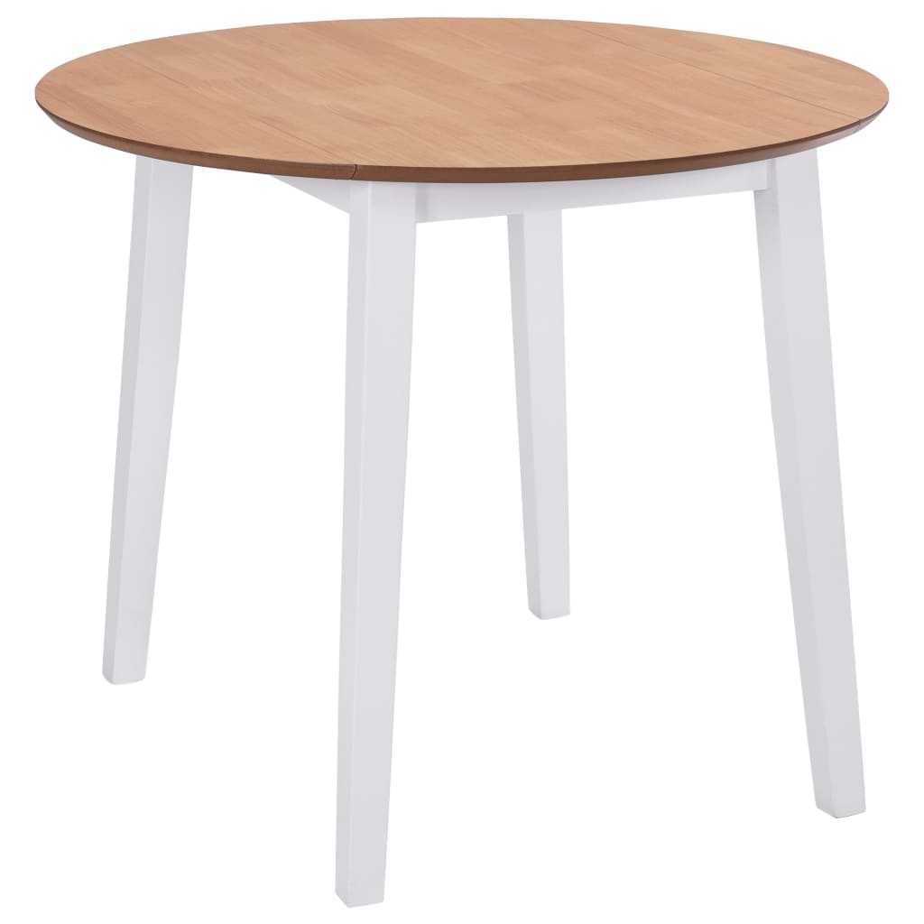 Mesa de comedor redonda HKH con alas abatibles en MDF - Blanca