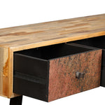 HKH Mesa auxiliar de teca reciclada de madera maciza