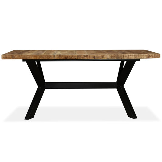 HKH Mesa de Jantar Madeira de Mangueira Maciça + em Cruz em Aço