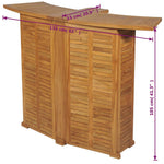 HKH Mesa de Bar Dobrável 155x53x105 Cm Madeira Teca Maciça - Marrom