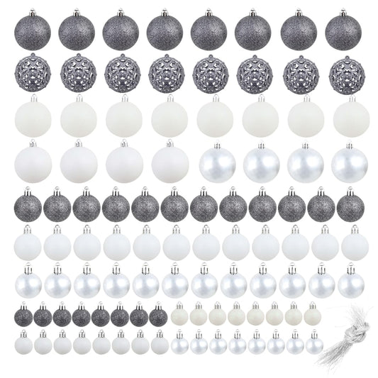 HKH Conjunto de 100 Bolas de Natal - Cinzento/Branco