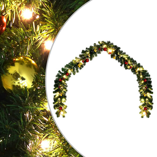 HKH Grinalda de Natal Decorada com Enfeites e Luzes LED