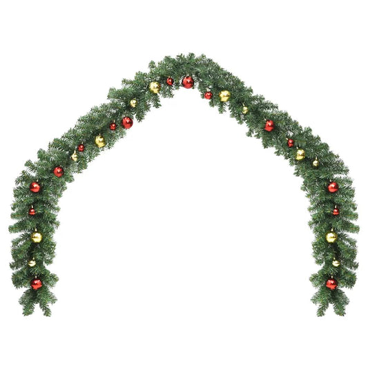 HKH Grinalda de Natal Decorada com Enfeites e Luzes LED