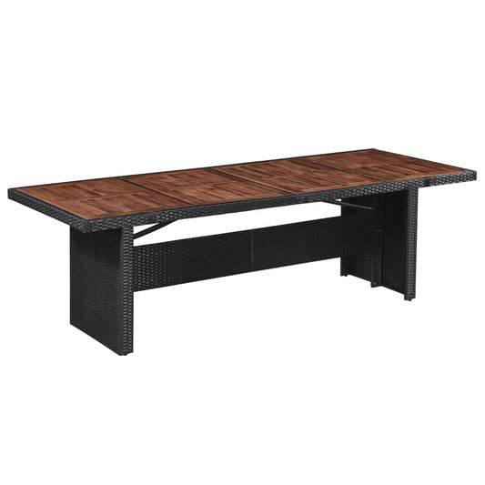 HKH Mesa de Jardim 240x90x74 Cm Vime Pe e Madeira Acácia Maciça - Marrom