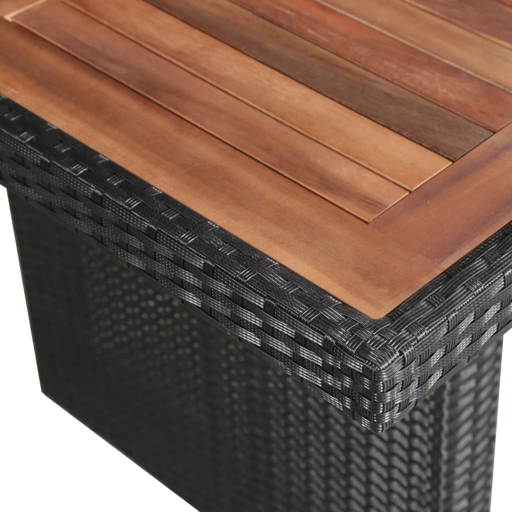 HKH Mesa de Jardim 240x90x74 Cm Vime Pe e Madeira Acácia Maciça - Marrom