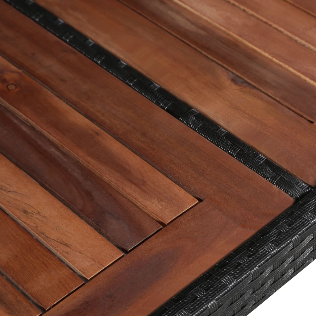 HKH Mesa de Jardim 240x90x74 Cm Vime Pe e Madeira Acácia Maciça - Marrom