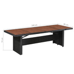 HKH Mesa de Jardim 240x90x74 Cm Vime Pe e Madeira Acácia Maciça - Marrom