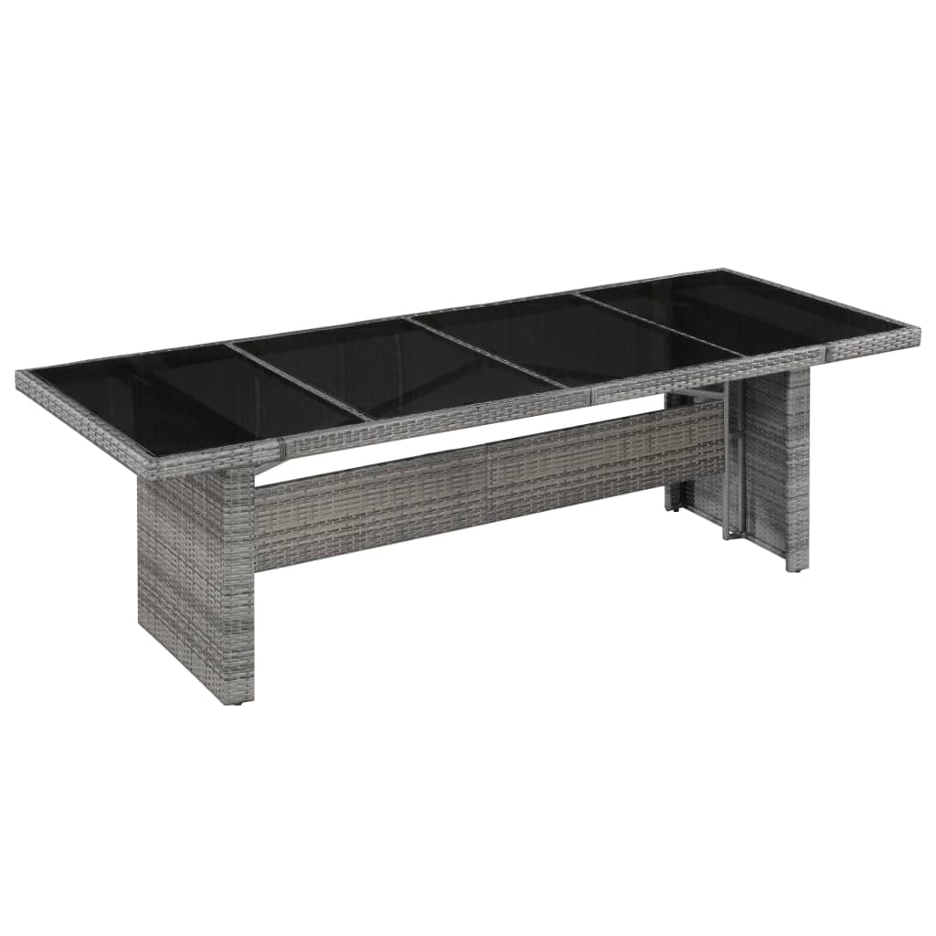 HKH Mesa de Jardín 240x90x74 Cm Ratán PE y Cristal - Gris