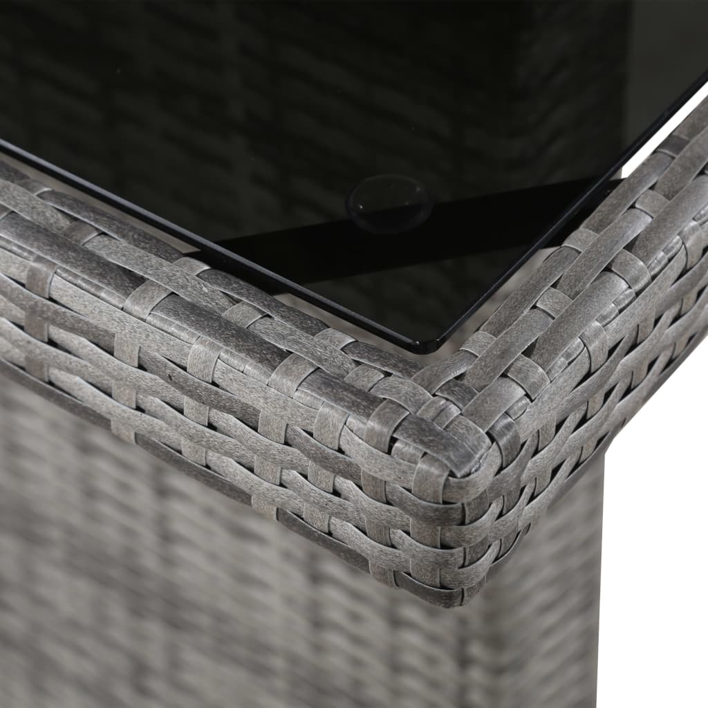 HKH Mesa de Jardín 240x90x74 Cm Ratán PE y Cristal - Gris