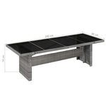 HKH Mesa de Jardim 240x90x74 Cm Vime Pe e Vidro - Cinzento