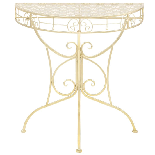 Mesa auxiliar semicircular vintage dorada de metal HKH