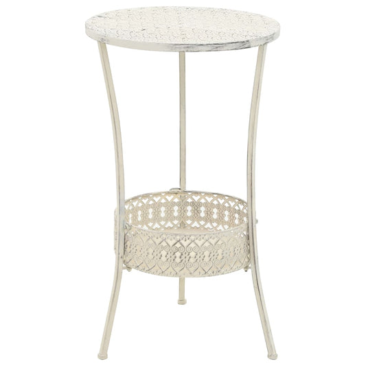 HKH Mesa de Bar Estilo Vintage Redonda Branco em Metal