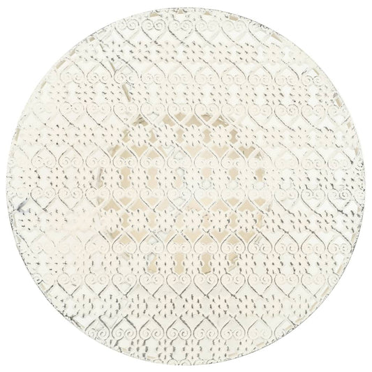 HKH Mesa de Bar Estilo Vintage Redonda Branco em Metal