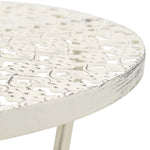 HKH Mesa de Bar Estilo Vintage Redonda Branco em Metal
