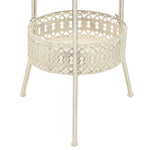 HKH Mesa de Bar Estilo Vintage Redonda Branco em Metal