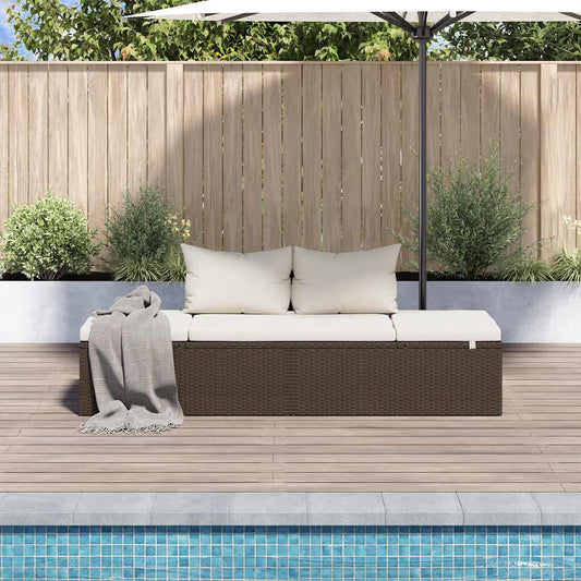 HKH Espreguiçadeira De Jardim 195x60 Cm Vime Pe Castanho - Marrom