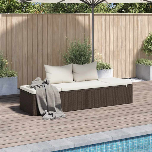 HKH Espreguiçadeira De Jardim 195x60 Cm Vime Pe Castanho - Marrom