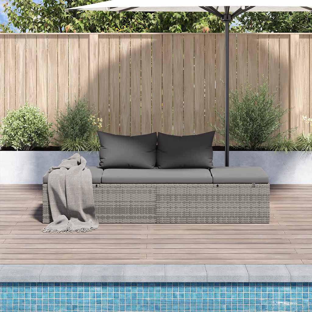 HKH Tumbona de jardín 195x60 cm Ratán PE Gris - Gris