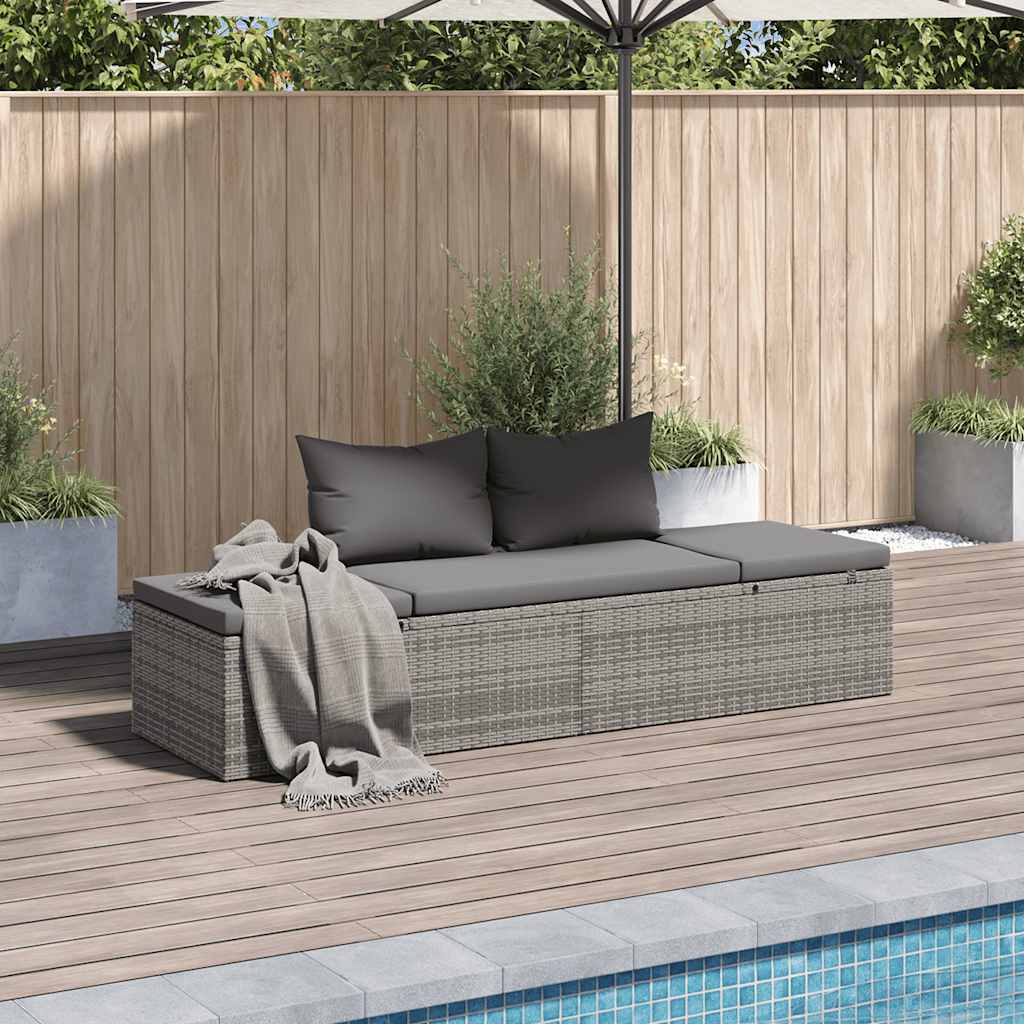 HKH Tumbona de jardín 195x60 cm Ratán PE Gris - Gris