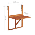 HKH Mesa de Varanda Suspensa 64,5x44x80 Cm Madeira de Acácia Maciça - Marrom