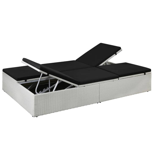 HKH Espreguiçadeira Com Almofadão Vime Pe Preto - Branco