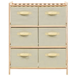 HKH Estantería de Almacenamiento con 6 Cestas de Tela de Madera de Cedro - Beige