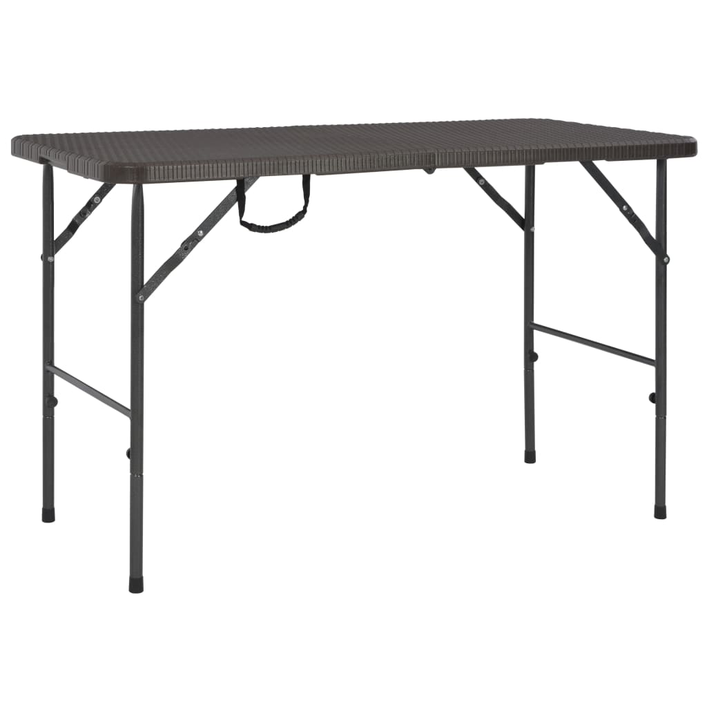 HKH Mesa Jardim Dobrável 120x60x74cm Pead Castanho C/ Aspeto Vime - Marrom