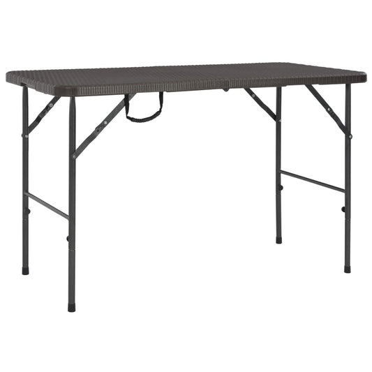 HKH Mesa Jardim Dobrável 120x60x74cm Pead Castanho C/ Aspeto Vime - Marrom