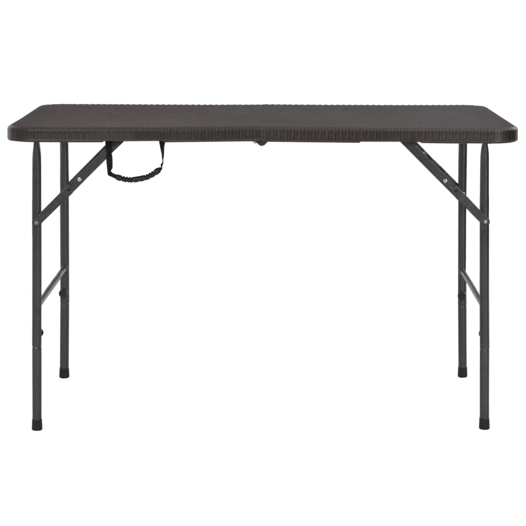 HKH Mesa Jardim Dobrável 120x60x74cm Pead Castanho C/ Aspeto Vime - Marrom