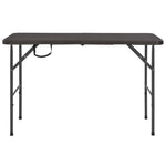 HKH Mesa Jardim Dobrável 120x60x74cm Pead Castanho C/ Aspeto Vime - Marrom