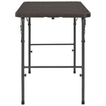 HKH Mesa Jardim Dobrável 120x60x74cm Pead Castanho C/ Aspeto Vime - Marrom