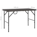 HKH Mesa Jardim Dobrável 120x60x74cm Pead Castanho C/ Aspeto Vime - Marrom