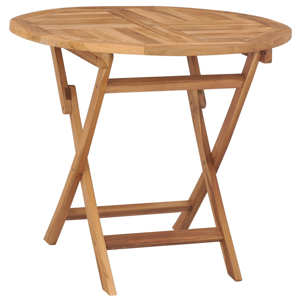 HKH Mesa de Jardim Dobrável 85x76 Cm Madeira Teca Maciça - Marrom