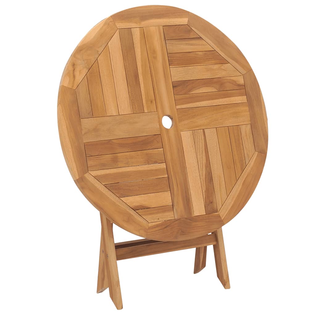 HKH Mesa de Jardim Dobrável 85x76 Cm Madeira Teca Maciça - Marrom