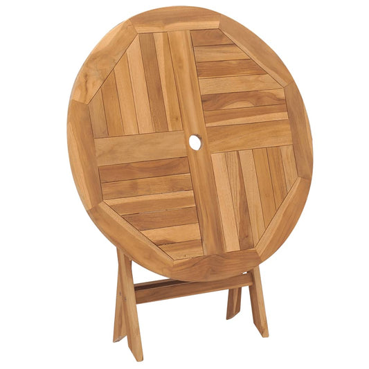 HKH Mesa de Jardim Dobrável 85x76 Cm Madeira Teca Maciça - Marrom